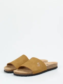 Thies – Pantolette aus Velourslederoptik Cognac
