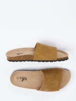 Thies – Pantolette aus Velourslederoptik Cognac