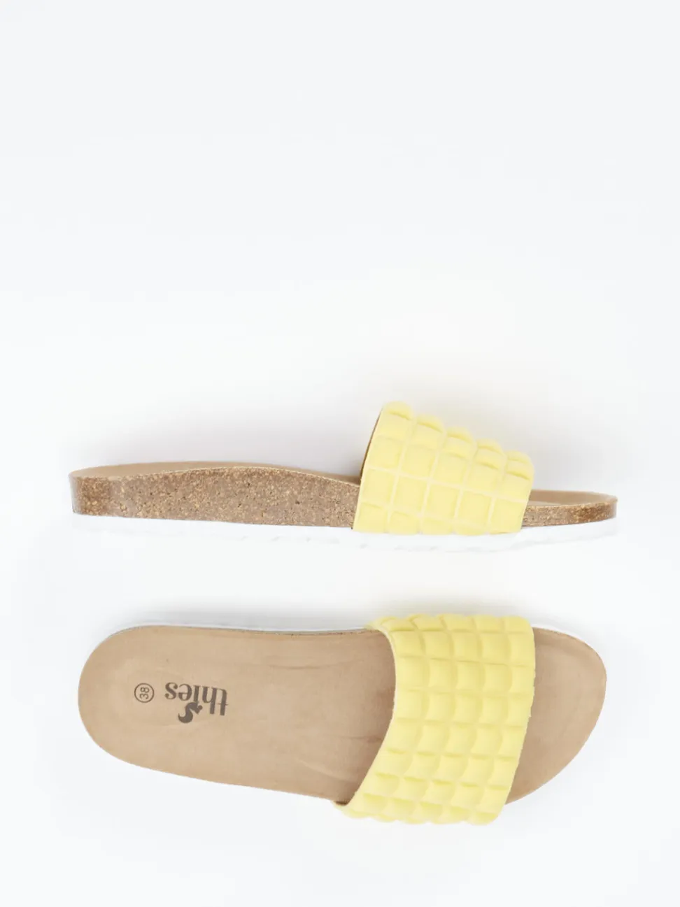 Thies – Slides aus Textil in Pastellgelb