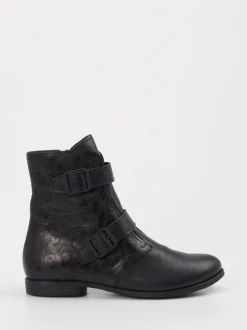 Think – Biker-Stiefelette aus Leder in Schwarz
