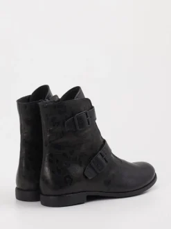 Think – Biker-Stiefelette aus Leder in Schwarz