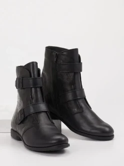 Think – Biker-Stiefelette aus Leder in Schwarz