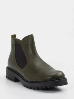 Think – Chelsea Boots aus Kalbleder Olivgrün