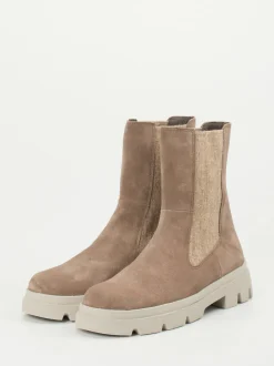 Think – Chelsea Boots aus Veloursleder in Taupe