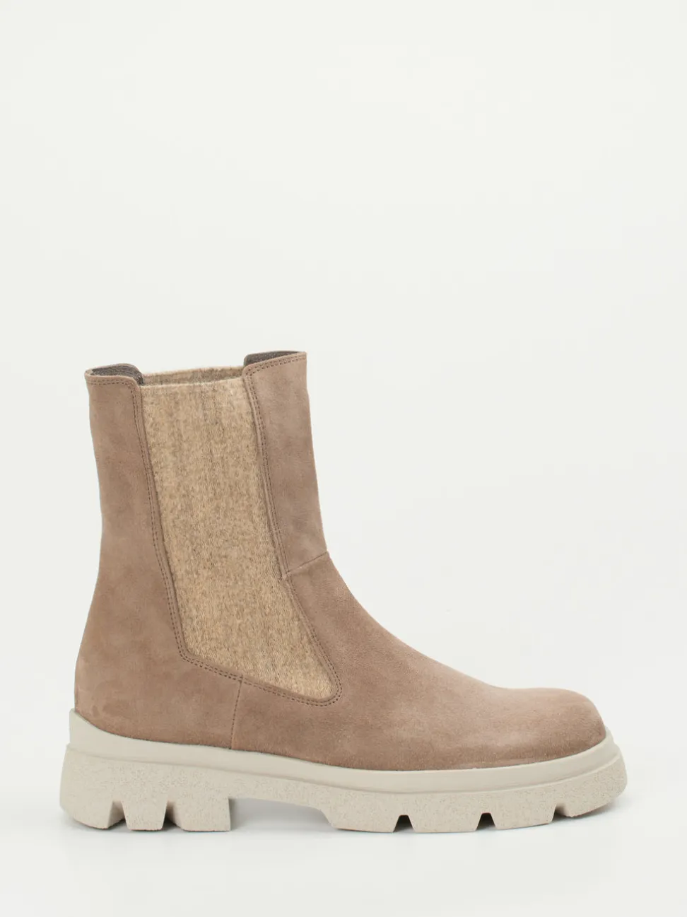 Think – Chelsea Boots aus Veloursleder in Taupe