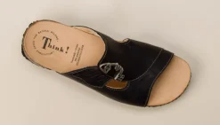 Think – Komfort-Pantolette aus Ziegenleder Schwarz