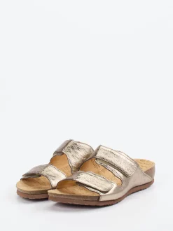 Think – Komfort-Pantolette aus Leder in Champagner