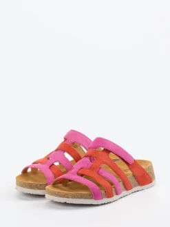 Think – Pantolette aus Veloursleder in Pink