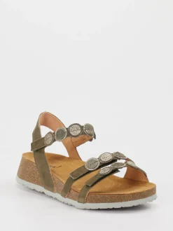 Think – Sandalen aus Ziegenleder in Olivgrün