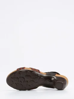 Think – Sandalette aus Metallicleder in Braunrot