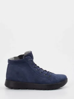 Think – Schnürboots aus Veloursleder Dunkelblau