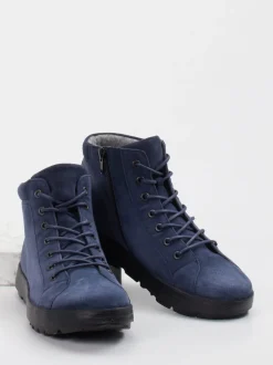 Think – Schnürboots aus Veloursleder Dunkelblau