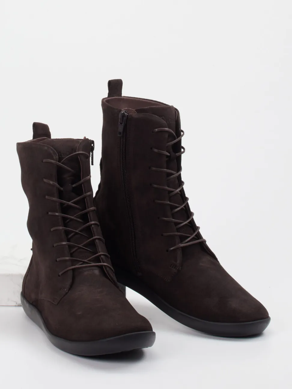Think – Schnürboots aus Veloursleder Dunkelbraun
