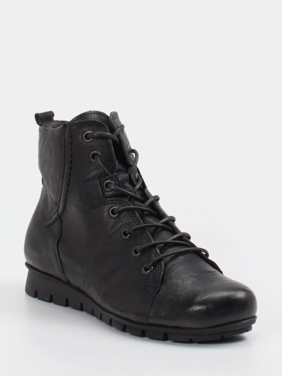Think – Schnürstiefelette aus Ziegenleder Schwarz