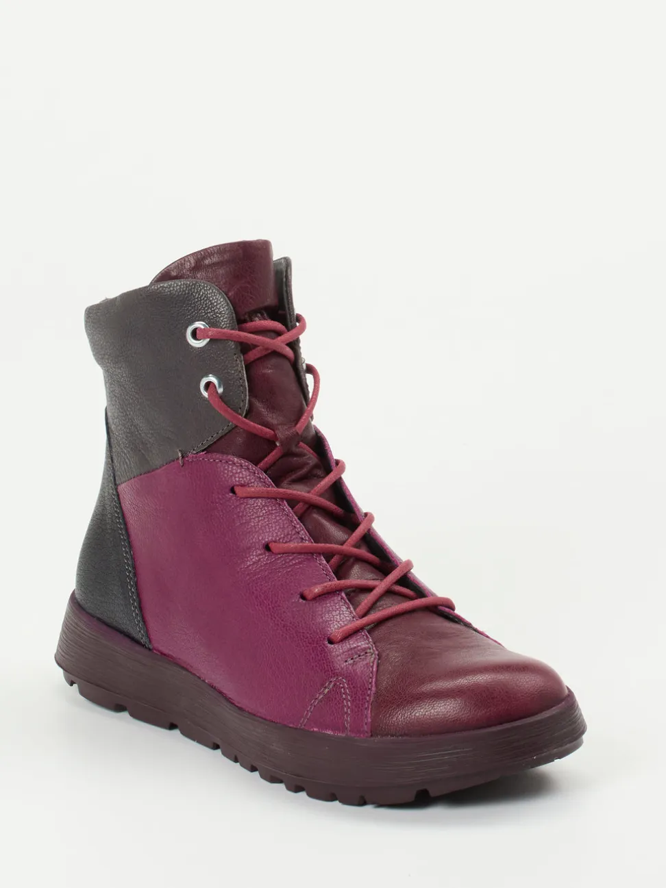 Think – Schnürstiefeletten aus Ziegenleder Brombeerrot