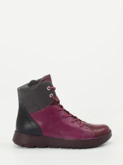 Think – Schnürstiefeletten aus Ziegenleder Brombeerrot