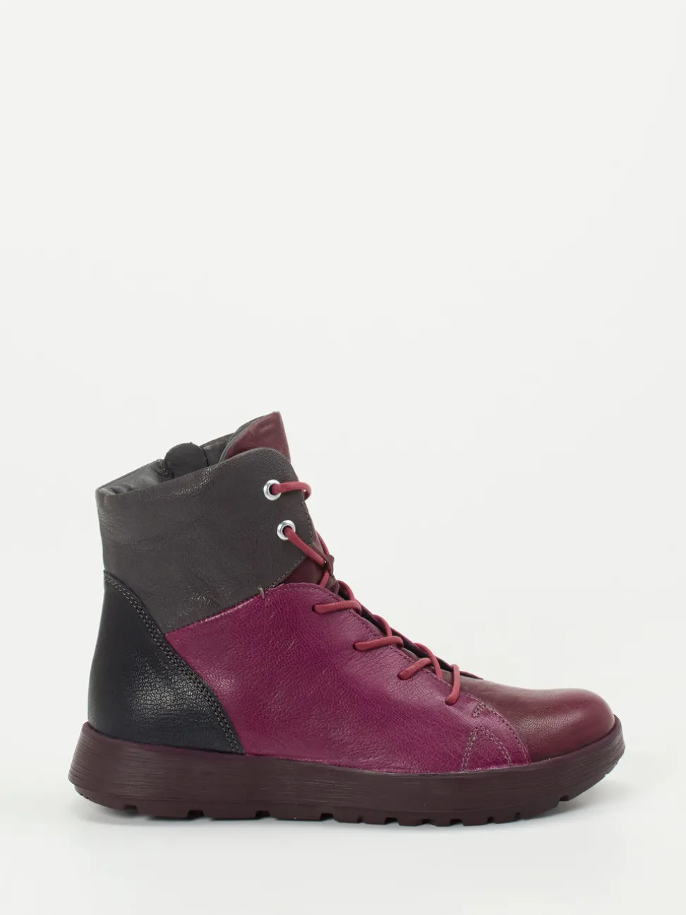 Think – Schnürstiefeletten aus Ziegenleder Brombeerrot