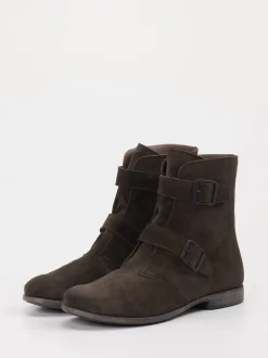 Think – Stiefelette aus Veloursleder Dunkelbraun