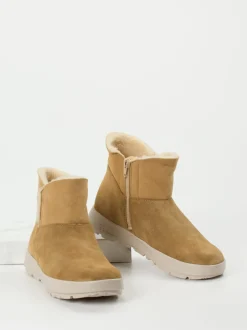 Think – Stiefeletten aus Veloursleder beige