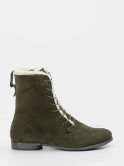 Think – Stiefeletten aus Veloursleder olivgrün