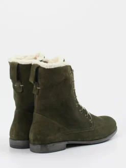 Think – Stiefeletten aus Veloursleder olivgrün