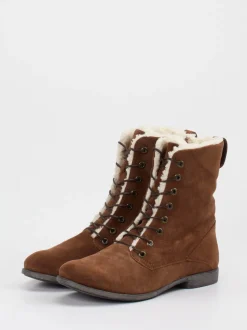 Think – Stiefeletten aus Veloursleder mittelbraun