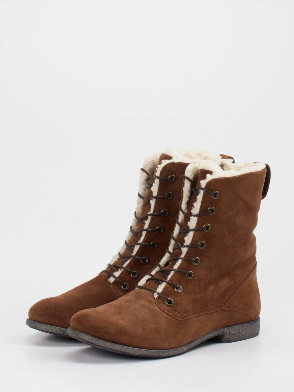 Think – Stiefeletten aus Veloursleder mittelbraun