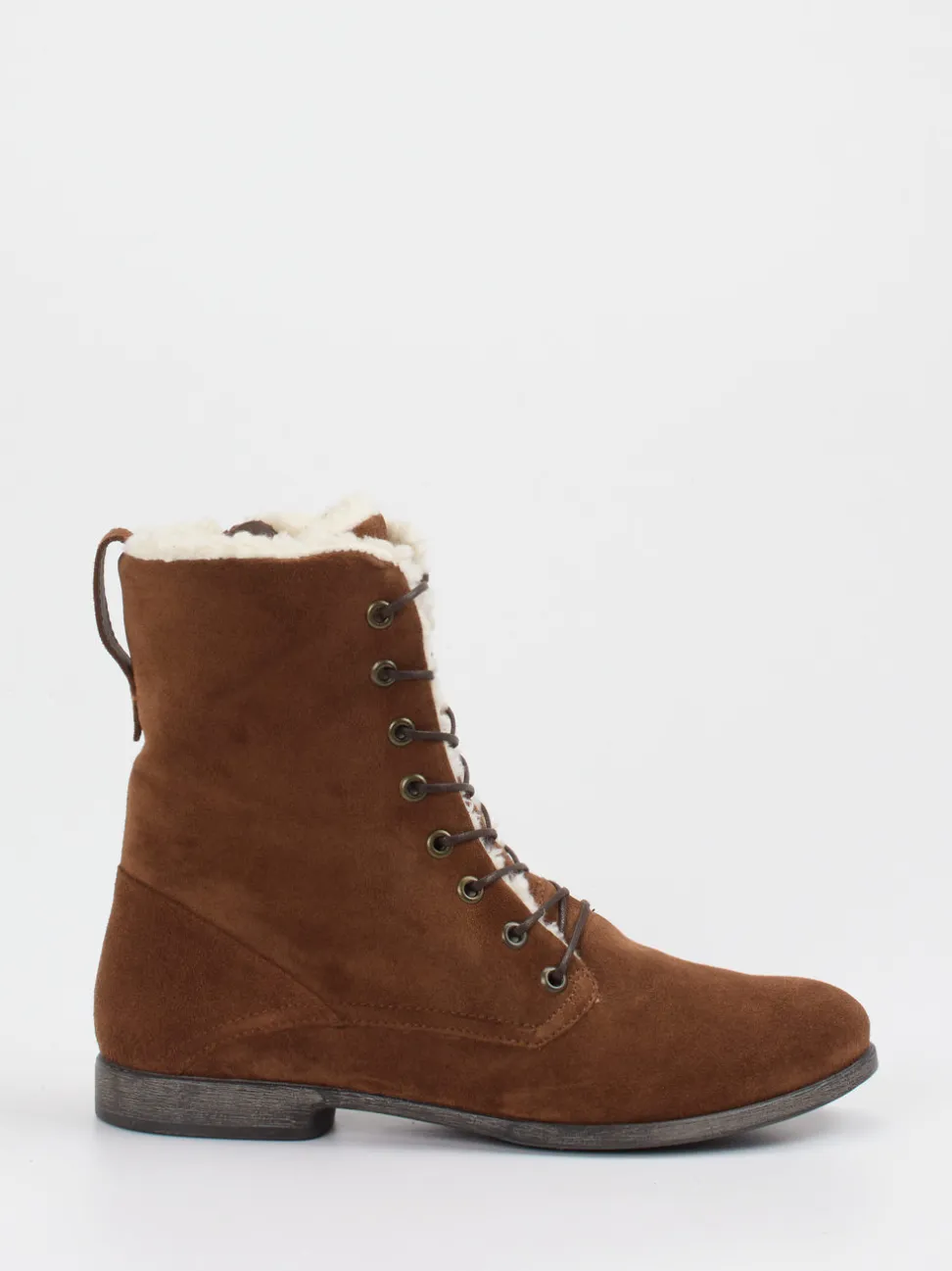 Think – Stiefeletten aus Veloursleder mittelbraun