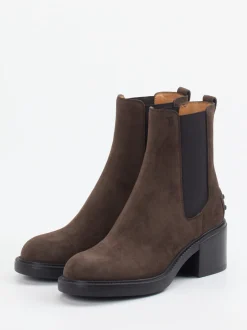 Tod's – Chelsea Boots aus Veloursleder Dunkelbraun