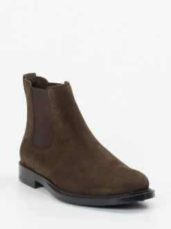 Tod's – Chelsea Boots aus Veloursleder dunkelbraun