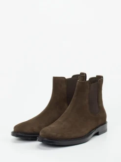 Tod's – Chelsea Boots aus Veloursleder dunkelbraun