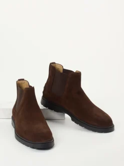 Tod's – Chelsea Boots aus Veloursleder dunkelbraun