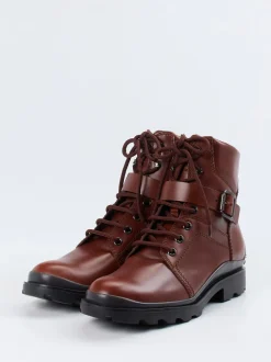 Tod's – Combat Boots aus Kalbleder kastanienbraun
