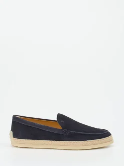 Tod's – Espadrille-Loafer aus Veloursleder Blau