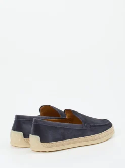 Tod's – Espadrille-Loafer aus Veloursleder Blau