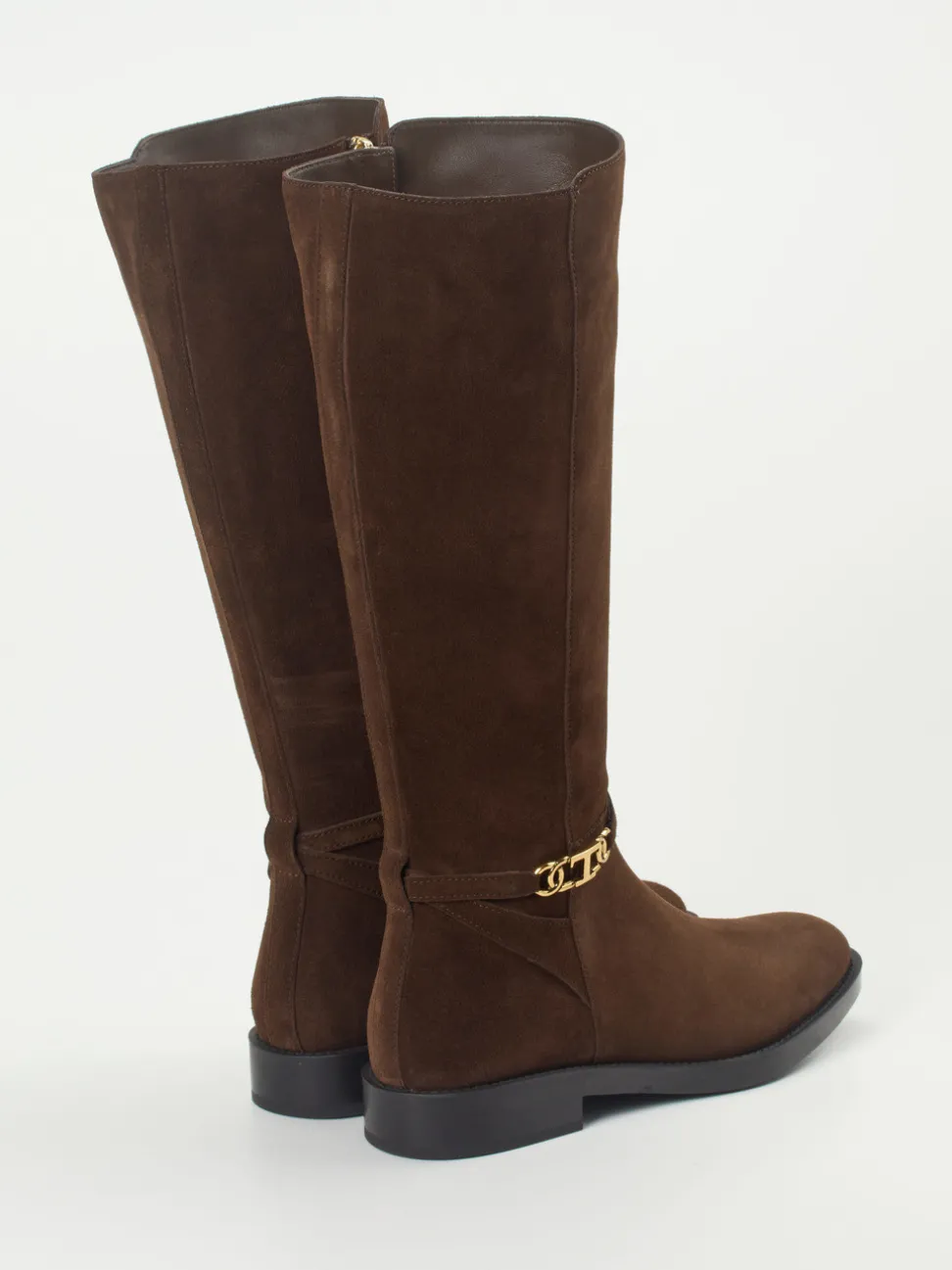 Tod's – Kniehohe Stiefel aus Veloursleder braun