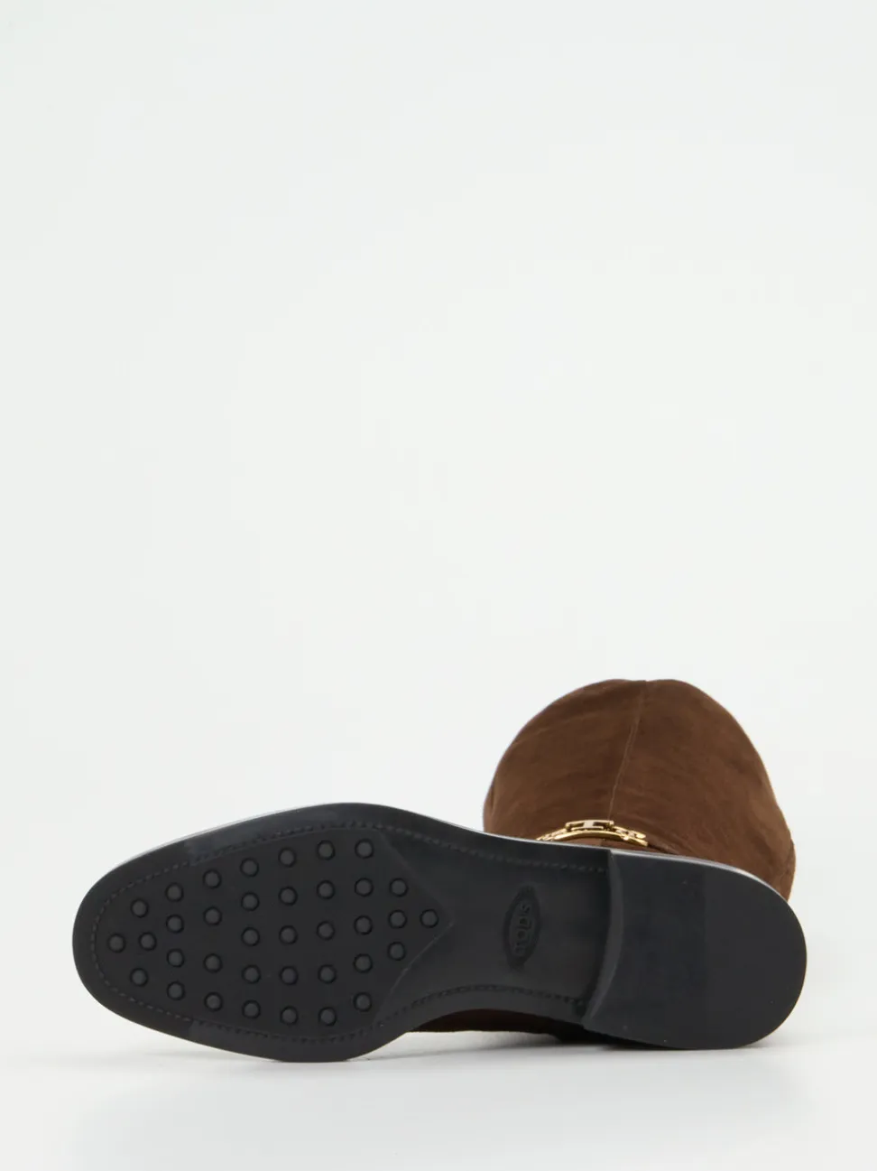 Tod's – Kniehohe Stiefel aus Veloursleder braun