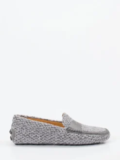 Tod's – Loafer aus Bouclé-Textil in Grau