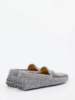 Tod's – Loafer aus Bouclé-Textil in Grau