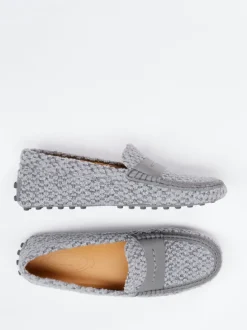Tod's – Loafer aus Bouclé-Textil in Grau