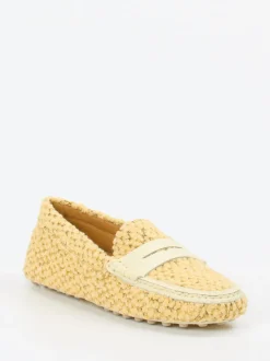 Tod's – Loafer aus Bouclé-Textil in Gelb