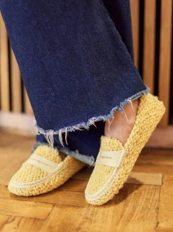 Tod's – Loafer aus Bouclé-Textil in Gelb