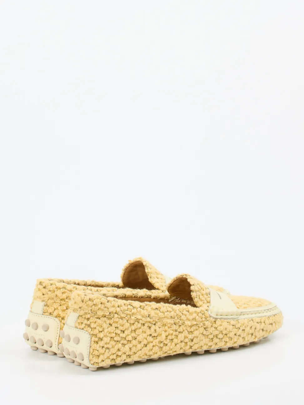 Tod's – Loafer aus Bouclé-Textil in Gelb