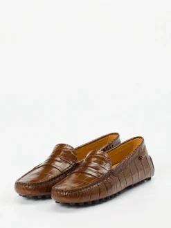 Tod's – Loafer aus geprägtem Leder in Braun