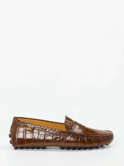 Tod's – Loafer aus geprägtem Leder in Braun