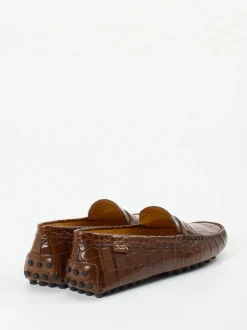 Tod's – Loafer aus geprägtem Leder in Braun