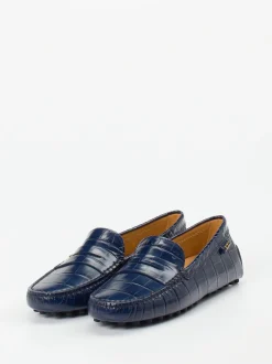 Tod's – Loafer aus geprägtem Leder Dunkelblau