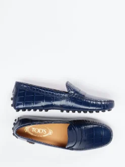 Tod's – Loafer aus geprägtem Leder Dunkelblau