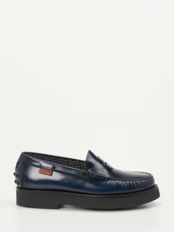 Tod's – Loafer aus Hochglanzleder in Tintenblau