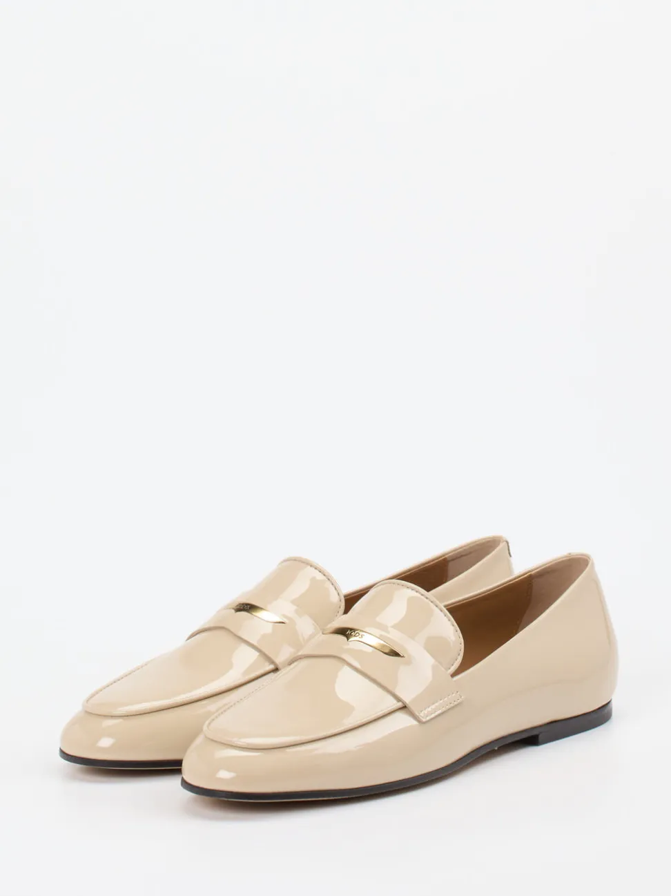 Tod's – Loafer aus Lackleder in Beige